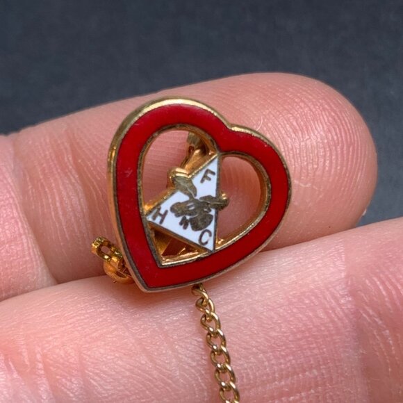 Vintage Women Of The Moose Faith Hope Charity Pin Red Enamel Heart Memorabilia - Picture 3 of 11